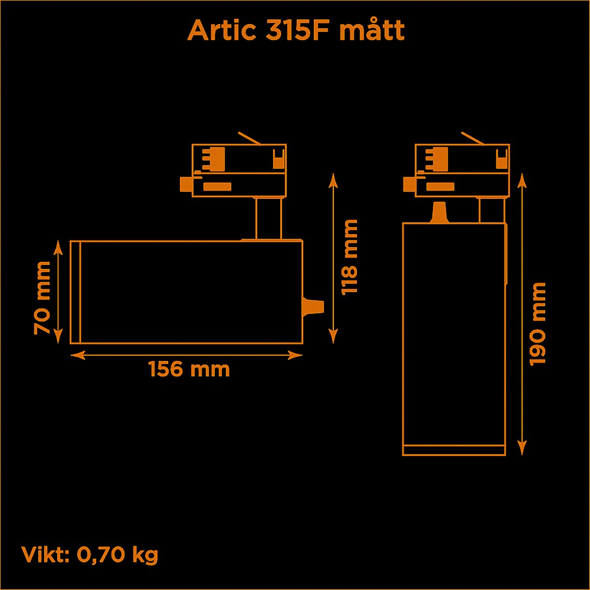 Artic 315F fixed 3000K svart