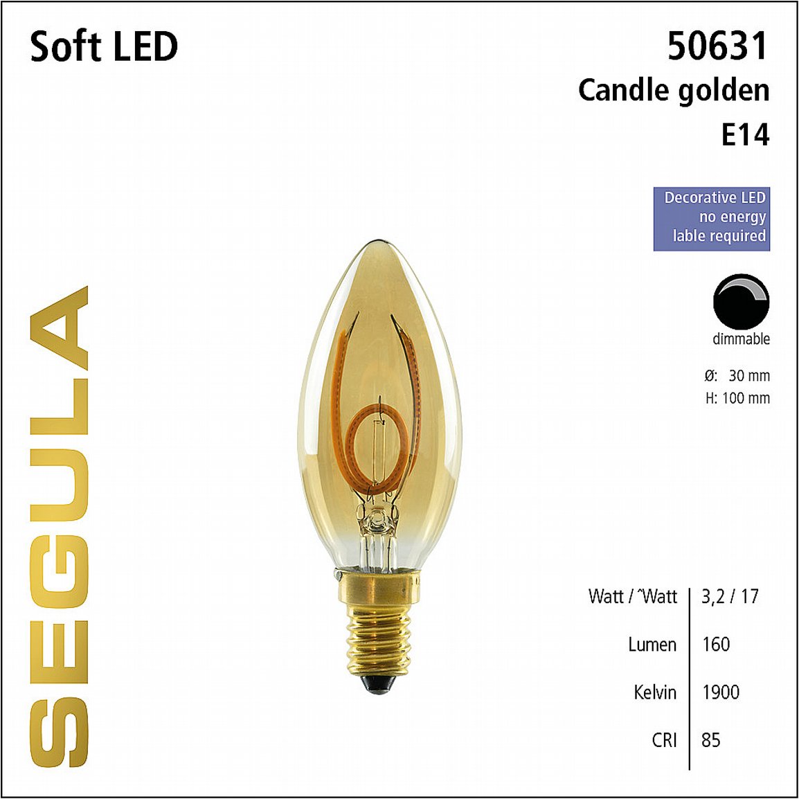 Segula LED E14 Soft Line Candle Guld
